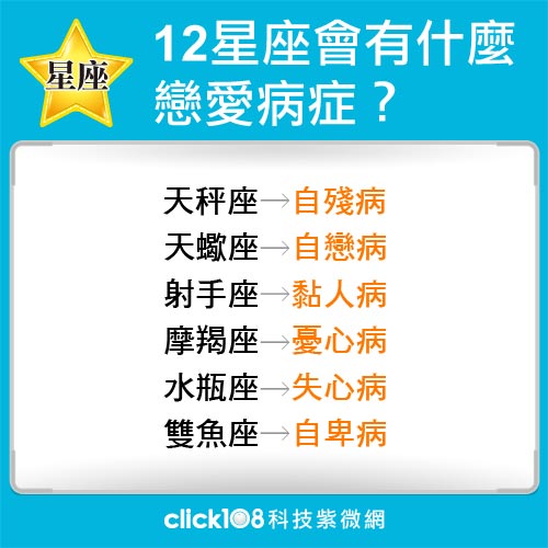 12星座會有什麼戀愛病症？